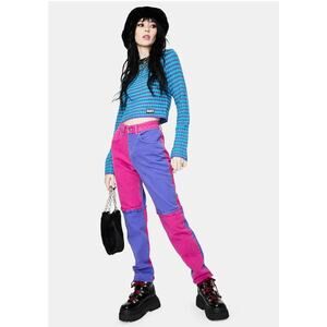 NWT Ragged the Priest Equilibrium Pink & Purple Patchwork Jeans